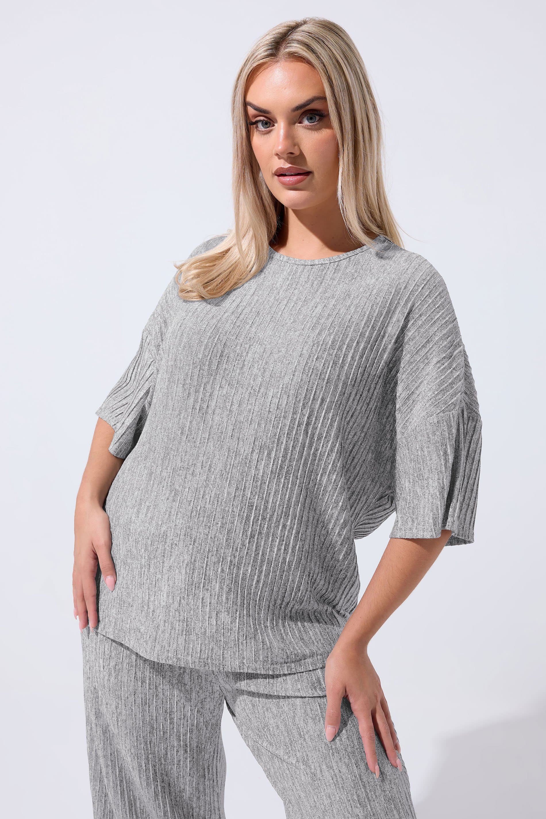 Limited Collection Plus Size Grey Ribbed Top