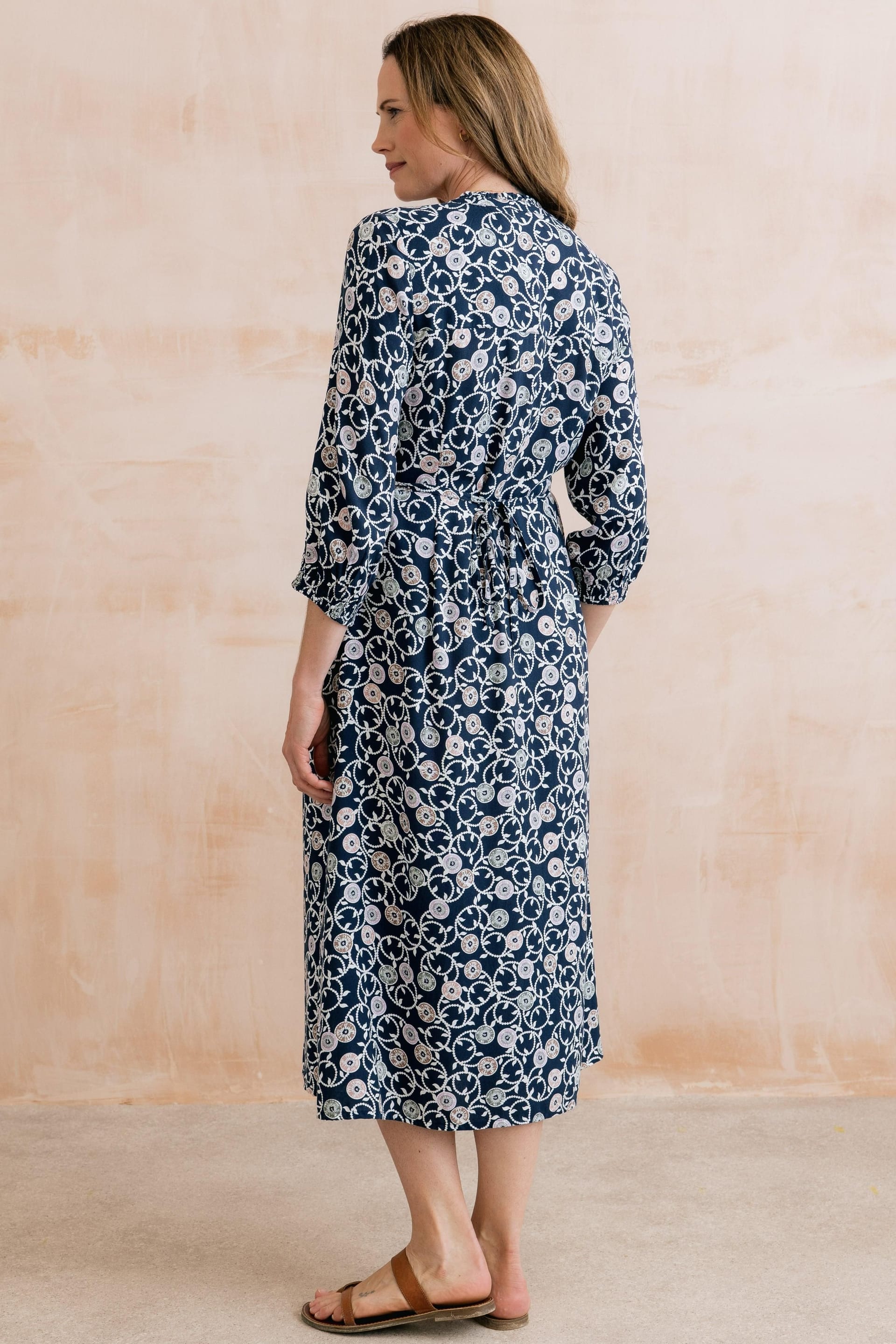 Lily & Me Lily & Me Women's Leoni Printed Shirt Dress in Navy - 4