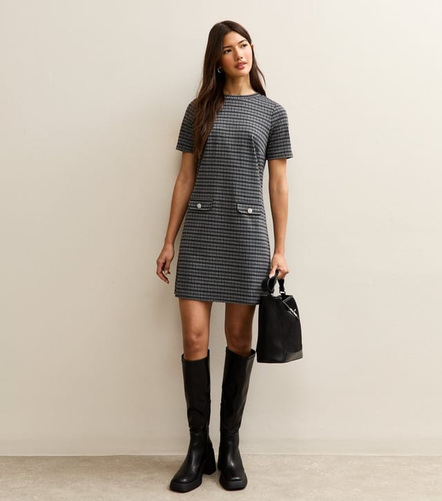 New Look Women's Blue Check Jacquard  Mini Dress New Look - 2