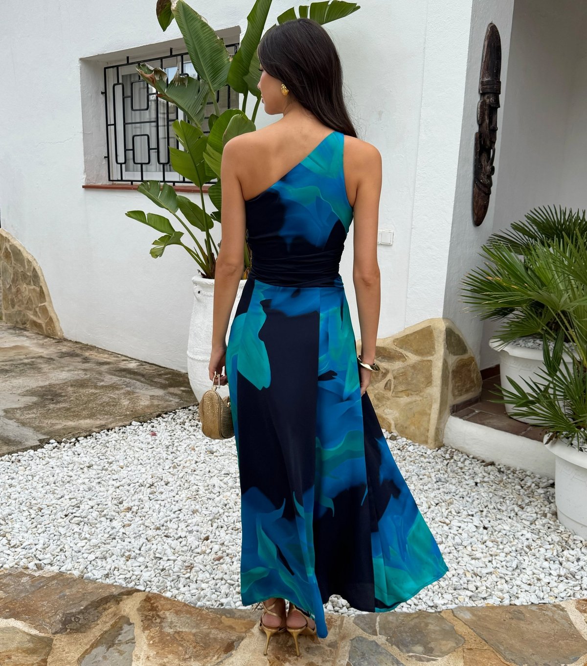 AX Paris Women's Navy 1 Shoulder Ruched Waist Midi Dress AX Paris New Look - 3