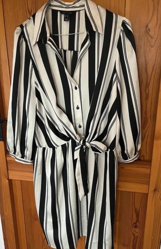 New Look Black & White Striped Tie-Front Jumpsuit Size 14
