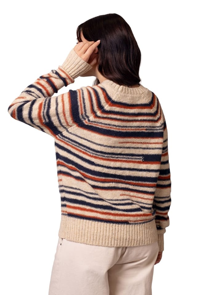Celtic & Co Celtic & Co Women's Donegal Broken Stripe Sweater in Light Beige - 3