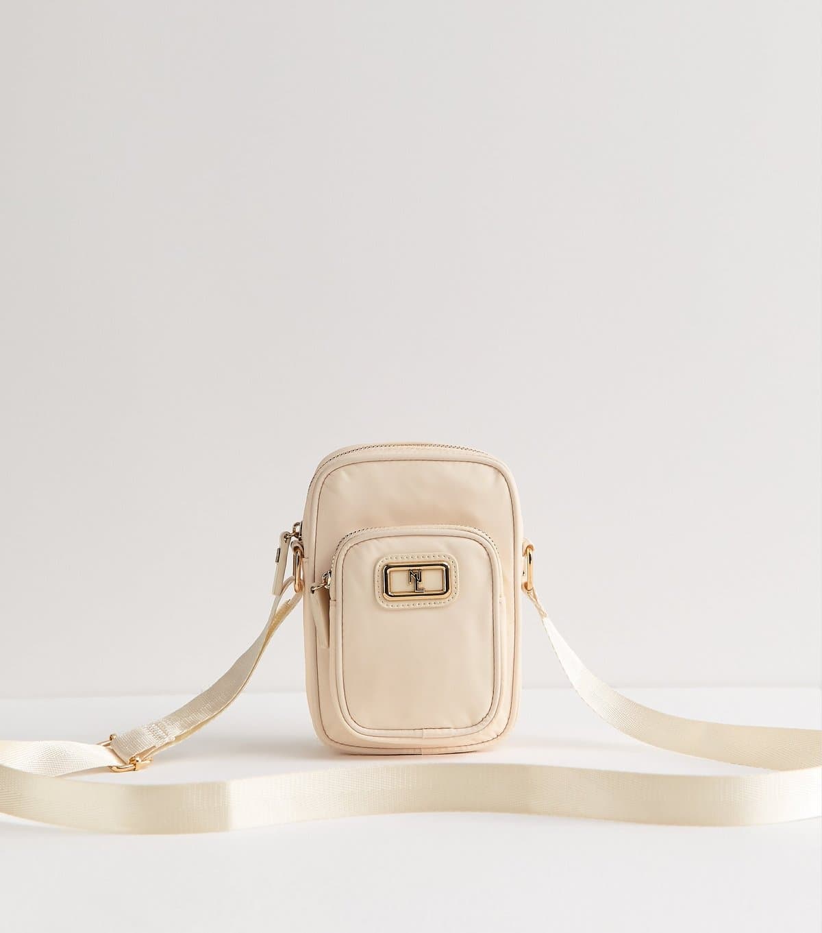 New Look Cream Logo Charm Phone Bag New Look