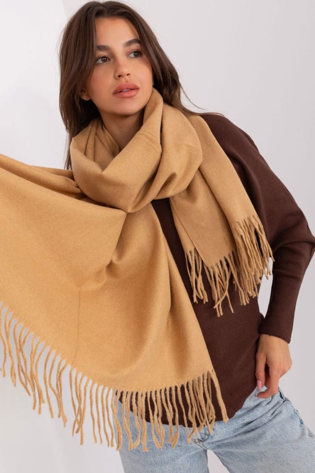 Love Lace Love Lace Women's Warm Long Winter Scarf with Decorative Tassels & Soft Cozy Feel in Camel - 3
