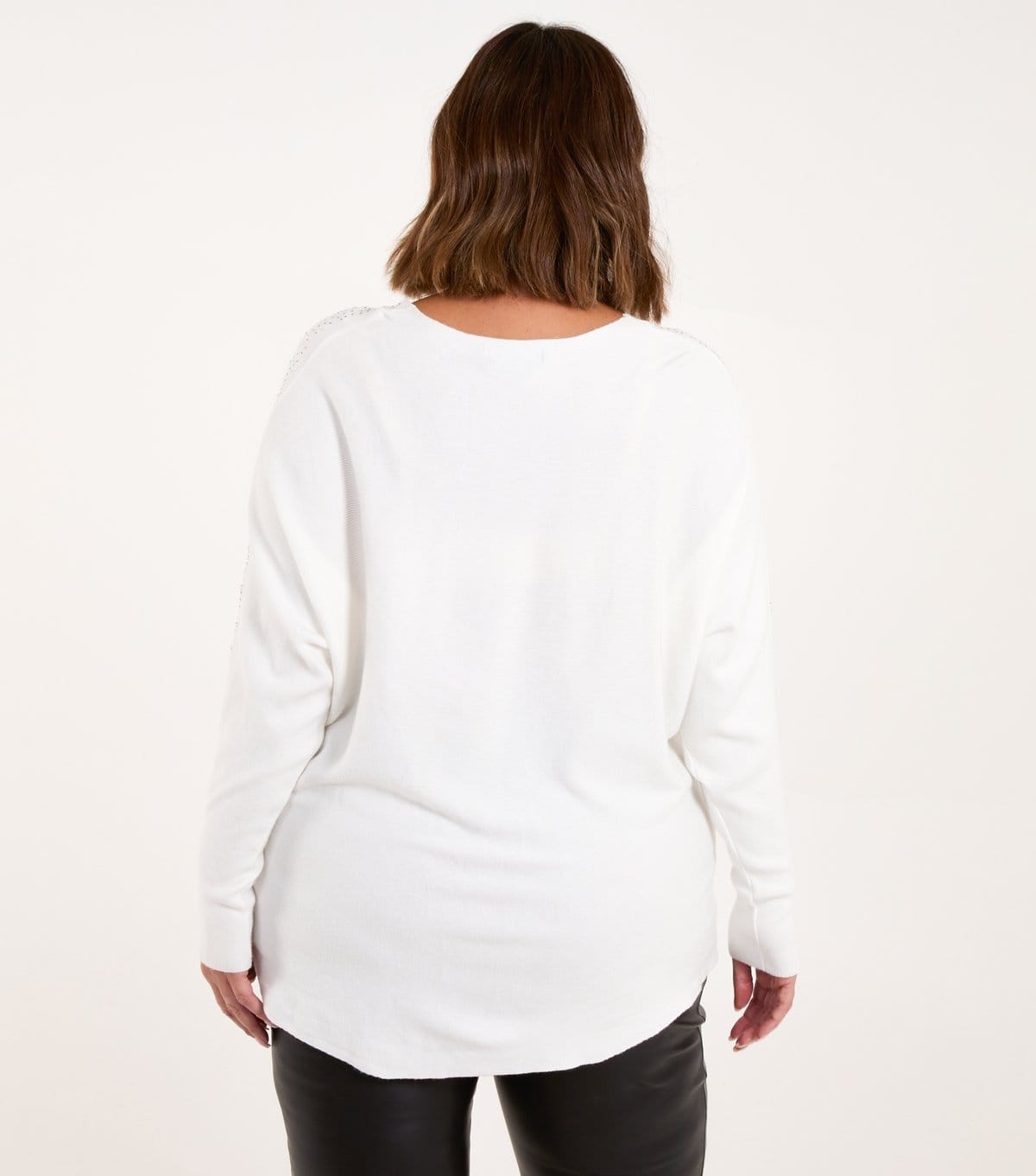 Blue Vanilla Women's Plus Size White Sparkly Jumper Curves Blue Vanilla New Look - 4