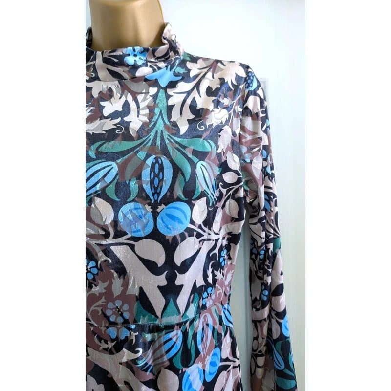 Warehouse Warehouse x William Morris Black Floral Devore Cut Out Maxi Dress Size M
