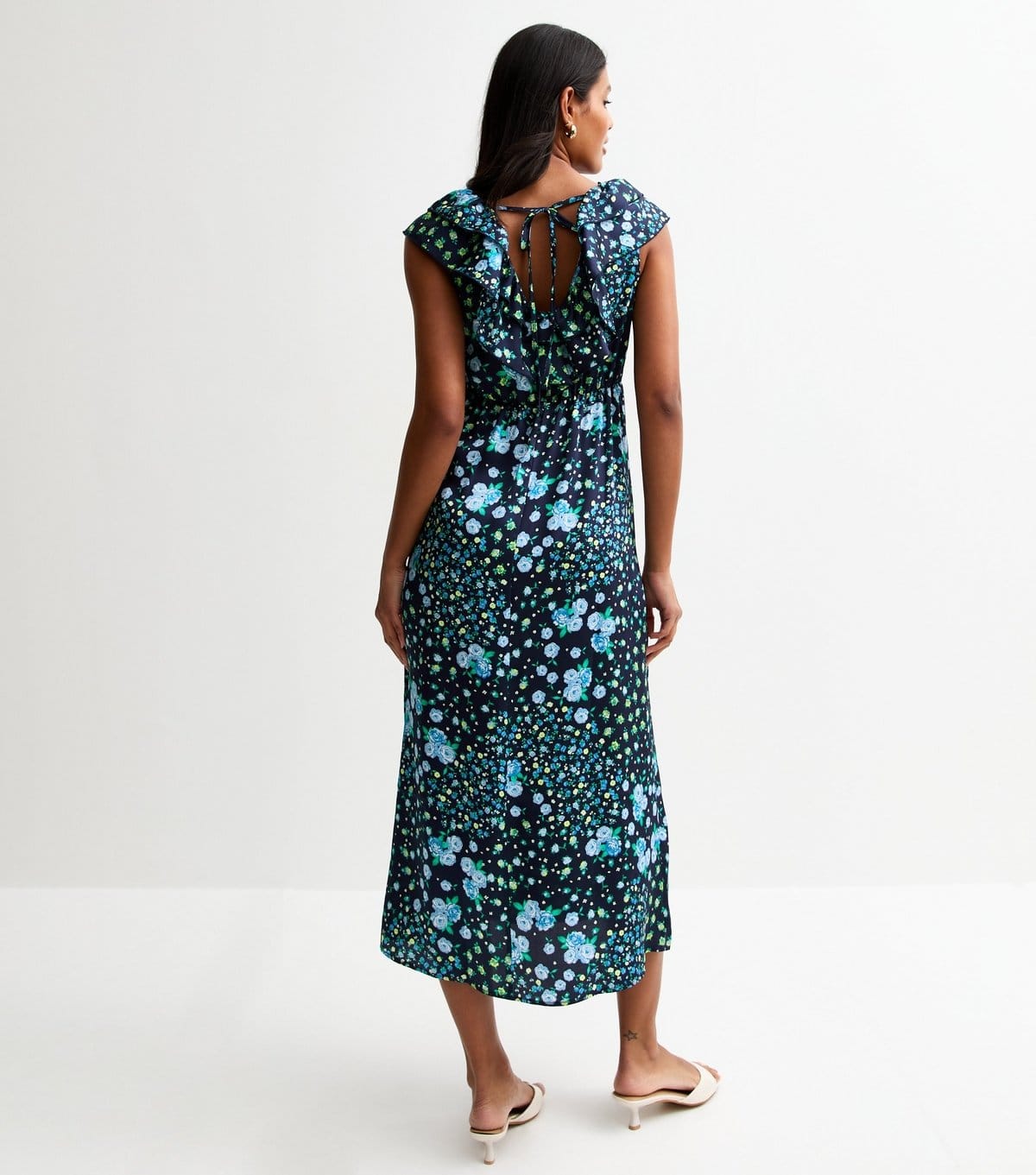 New Look Women's Black Rose Print Slit Hem Midi Dress New Look - 4