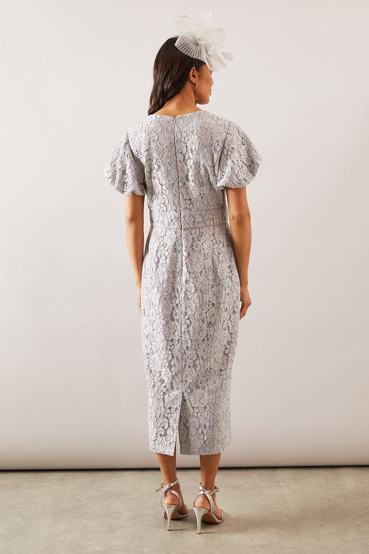 Wallis Wallis Women's Occasion Lace Pencil Midi Dress in Grey - 3