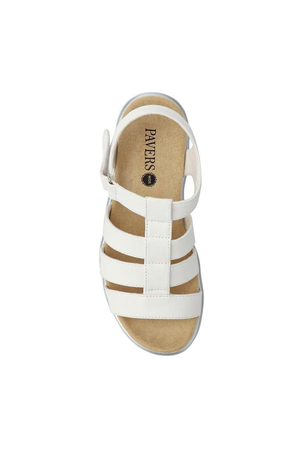 Pavers Pavers Women's Wide Fit Strappy Sandals in White - 4