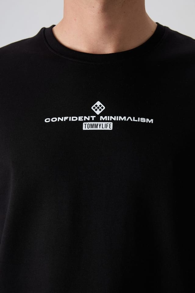Tommy Life Tommy Life Men's Oversized Cotton Blend Crew Neck T-shirt in Black - 2