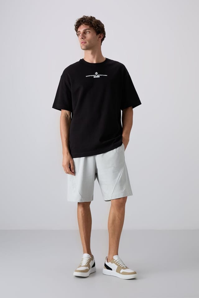 Tommy Life Tommy Life Men's Oversized Cotton Blend Crew Neck T-shirt in Black - 3