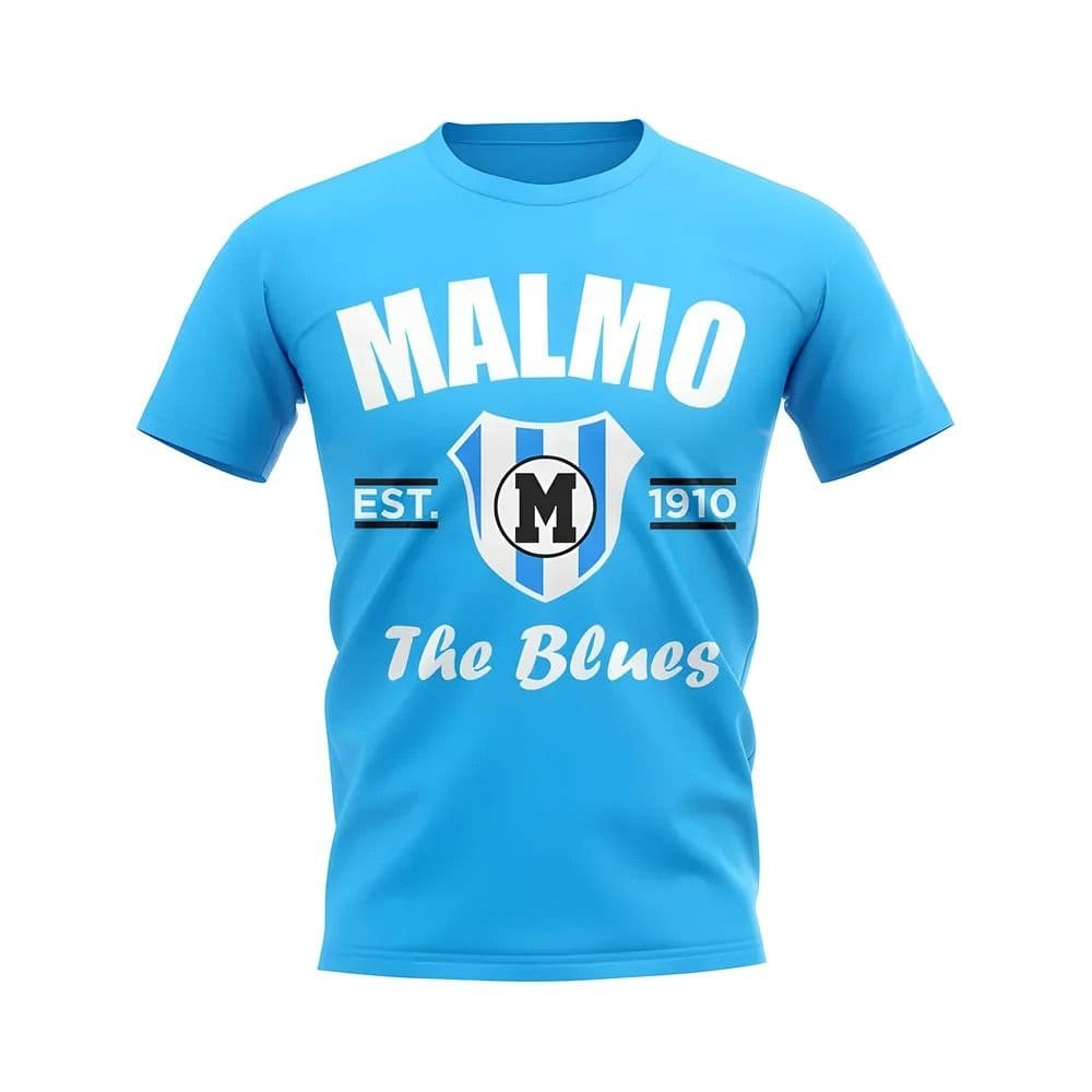 Malmo FF Malmo FF Men's Mens Malmo Established Football T-Shirt Sky in Light Blue - 1