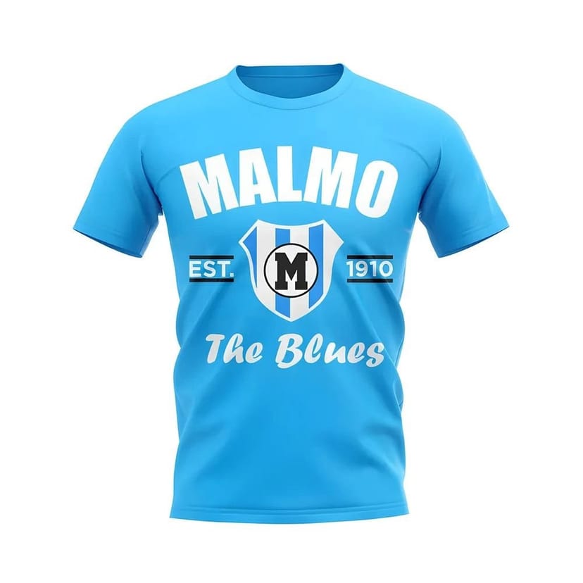 Malmo FF Malmo FF Men's Mens Malmo Established Football T-Shirt Sky in Light Blue - 1