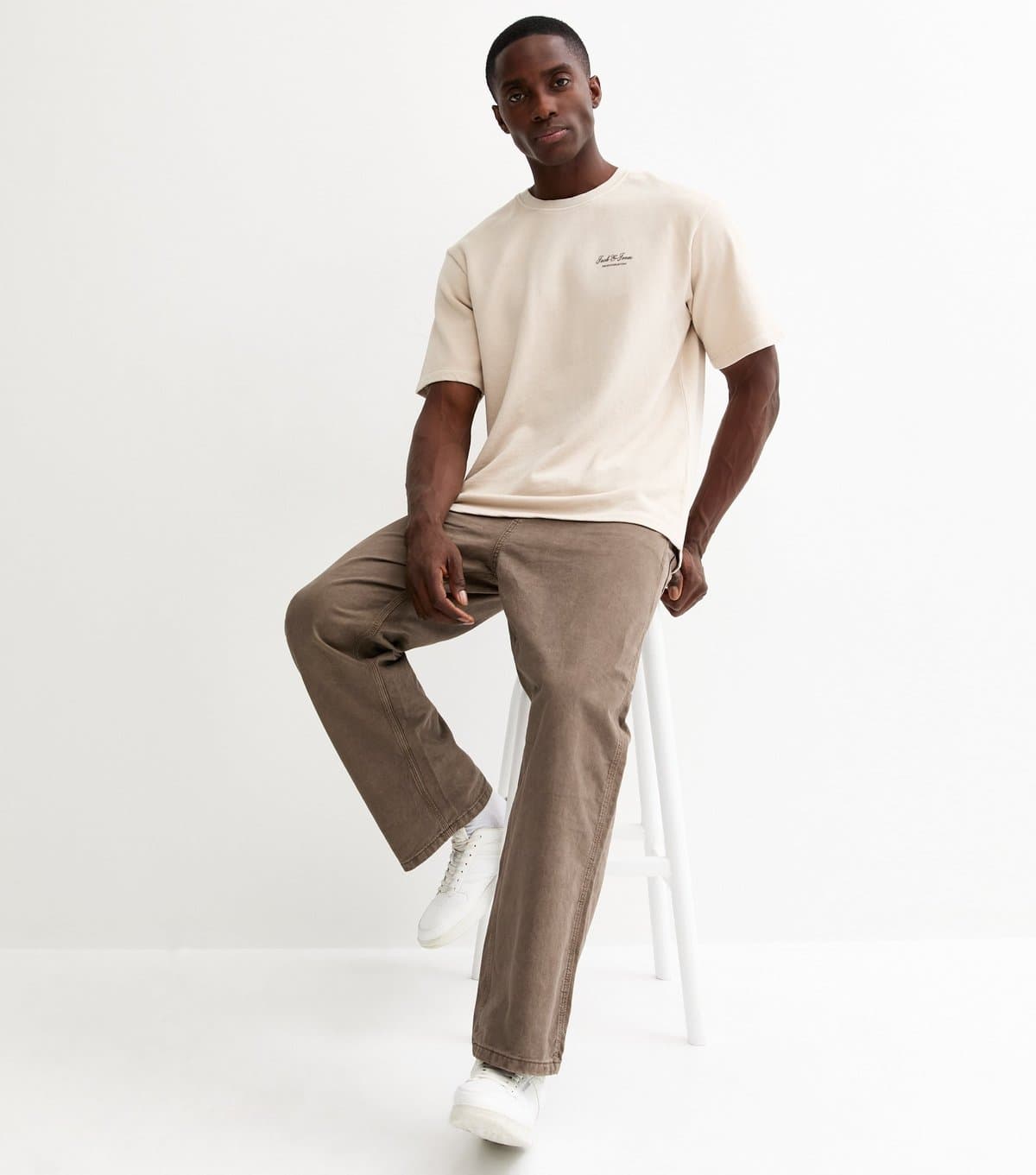 jack & jones Men's Dark Brown Regular Faded Straight Leg Jeans Jack & Jones New Look