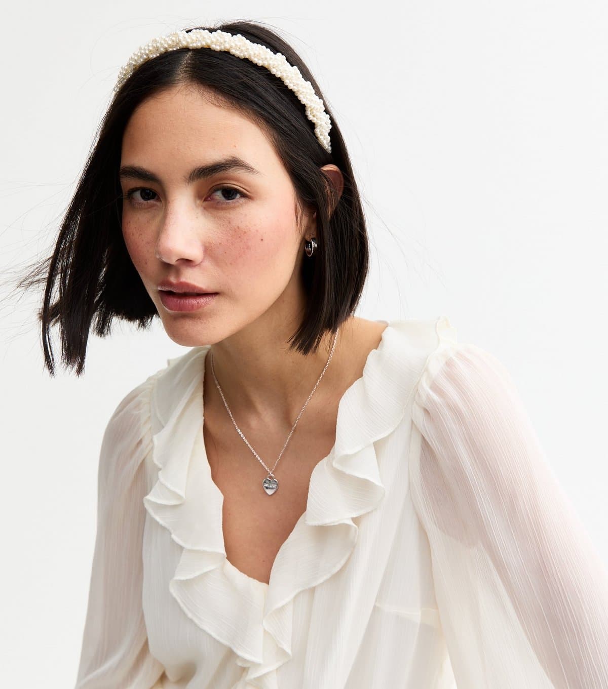 New Look Cream Plaited Faux Pearl Headband New Look