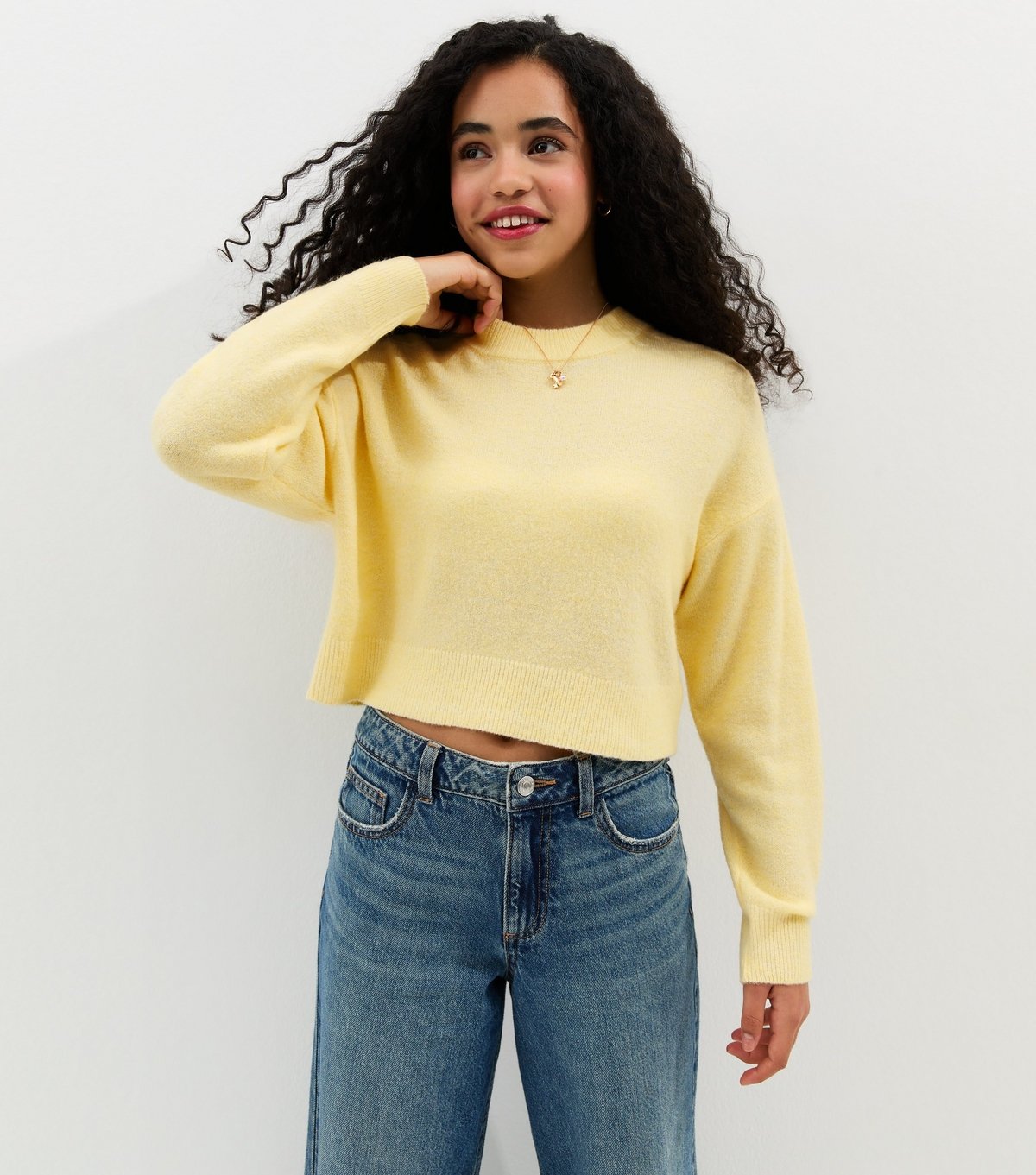 New Look Girls' Light Yellow Crew Neck Jumper New Look - 3