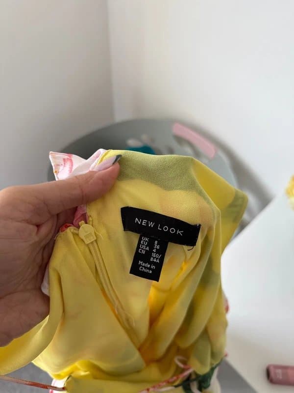 New Look New look yellow chiffon flower dress with criss cross