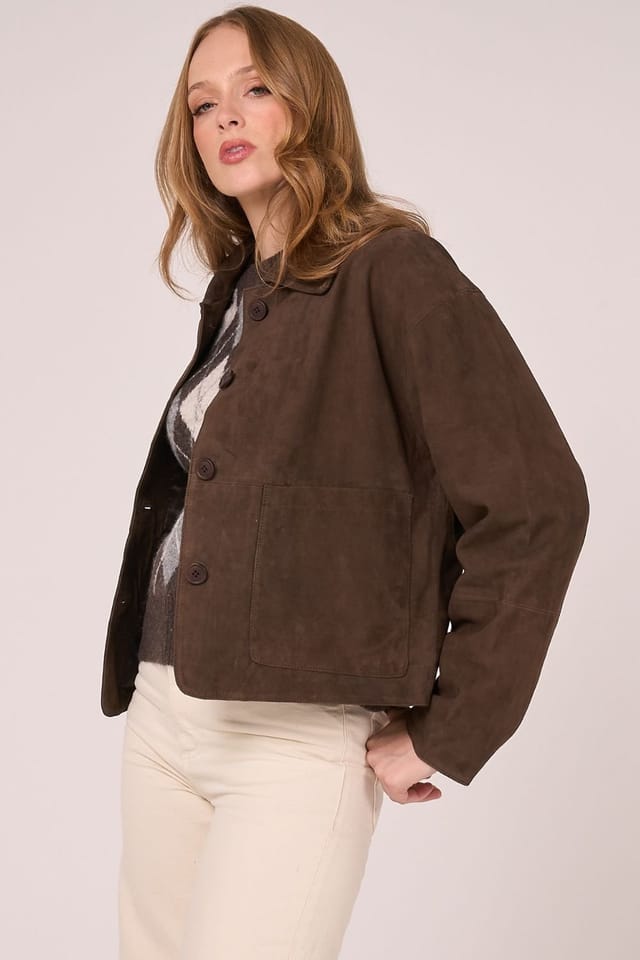 Barneys Originals Barneys Originals Women's Brown Goat Suede Jacket - 2