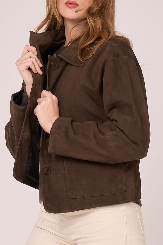 Barneys Originals Barneys Originals Women's Brown Goat Suede Jacket - 3