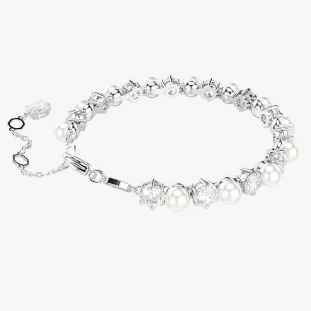 Swarovski Swarovski Women's Matrix Tennis White Pearl Bracelet 5689625 in Silver - 2