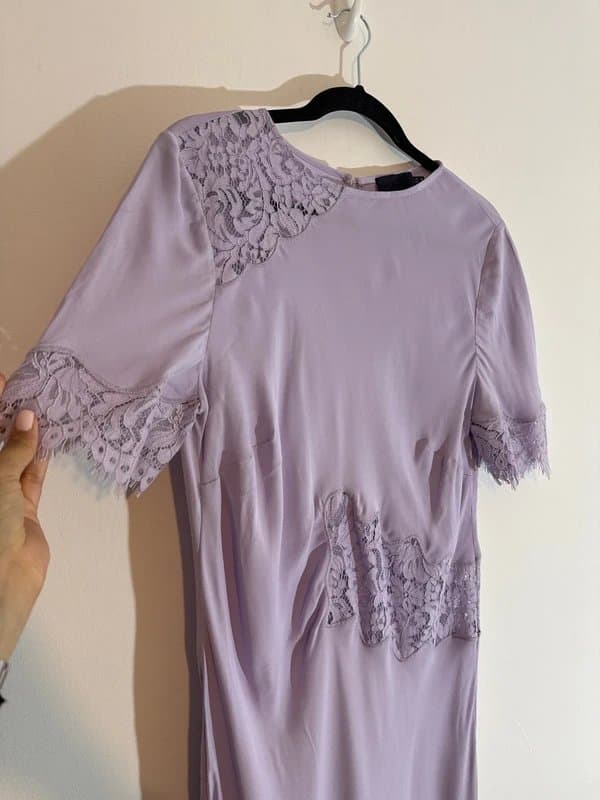 Mint Velvet New (no tags - shop floor) Mint Velvet Lilac Lace Cut out Maxi Dress - size uk 14
