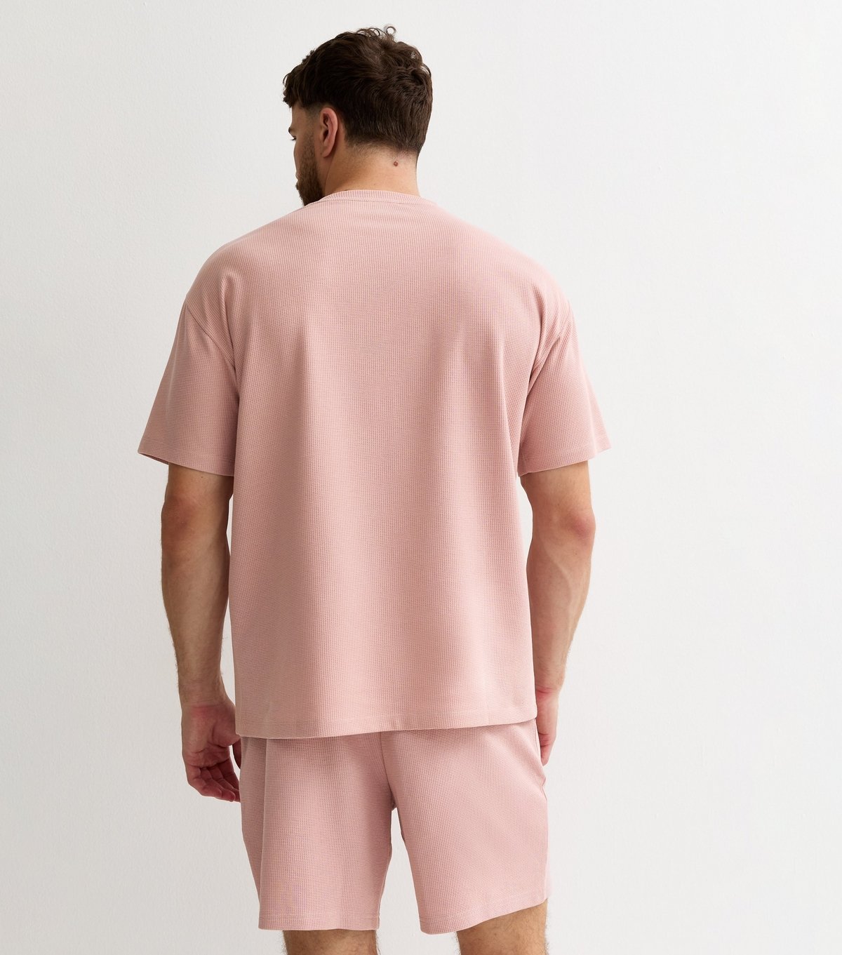 New Look Men's Pink Oversized Waffle Texture T-Shirt New Look - 4