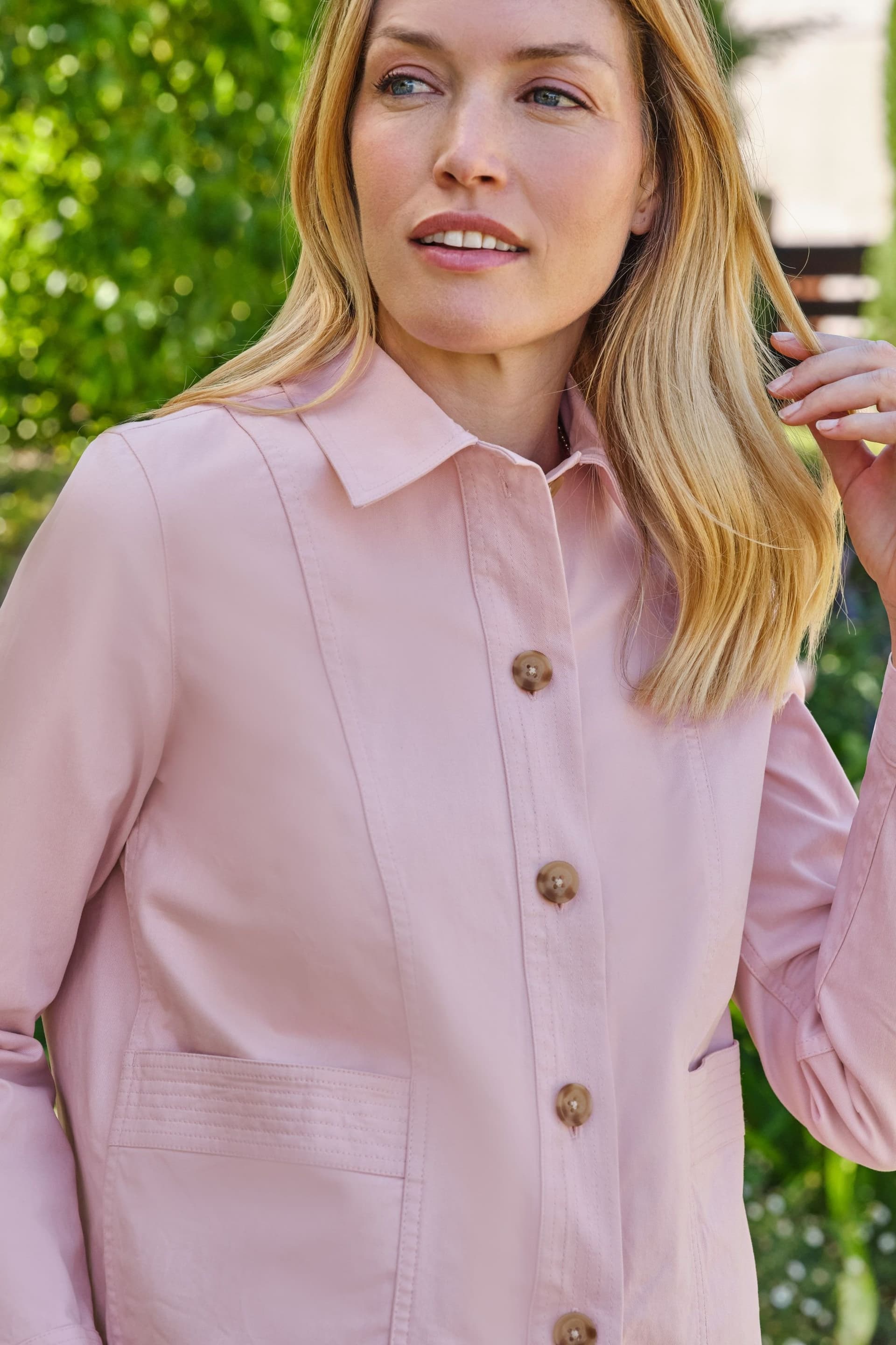 WoolOvers WoolOvers Women's Stitch Pocket Cotton Jacket in Pink