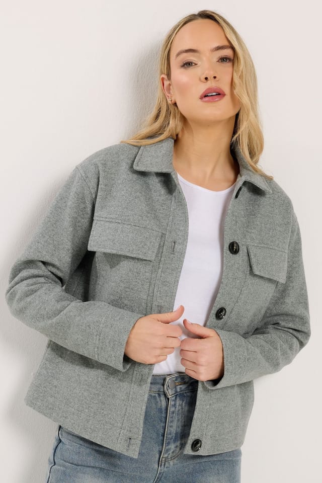 Long Tall Sally Long Tall Sally Women's Tall Brushed Trucker Jacket in Grey - 3