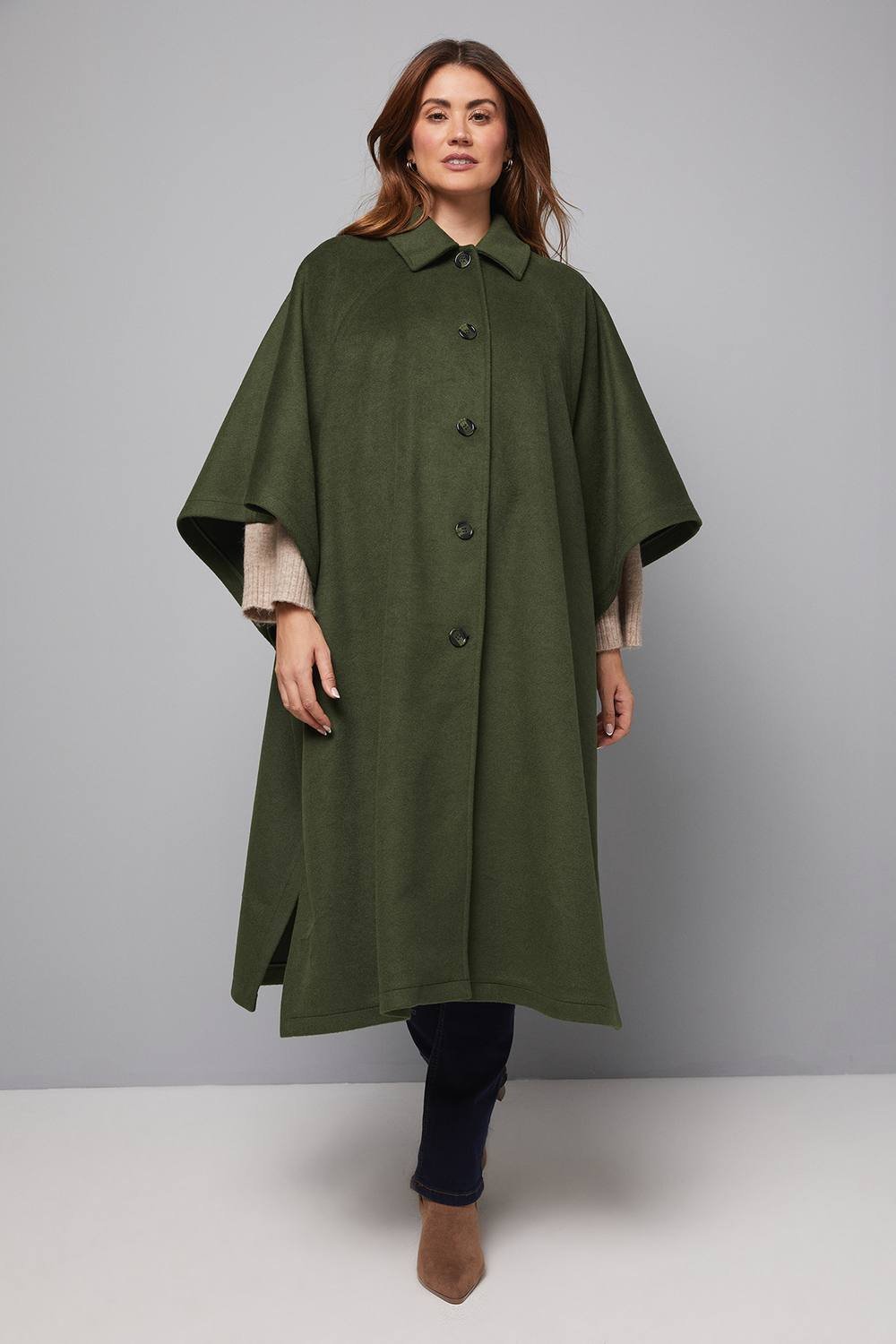 Wallis Wallis Women's Cape Car Coat in Green - 2