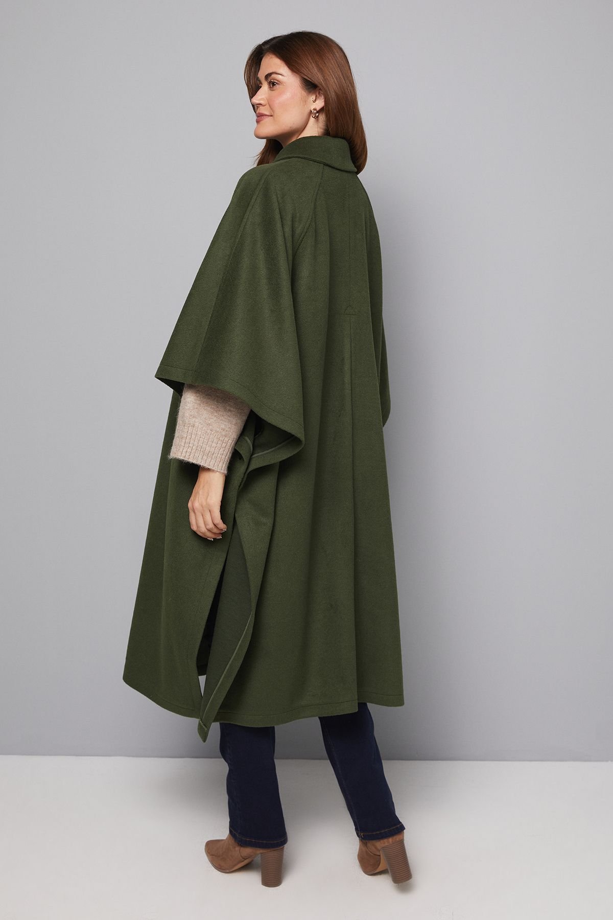 Wallis Wallis Women's Cape Car Coat in Green - 3