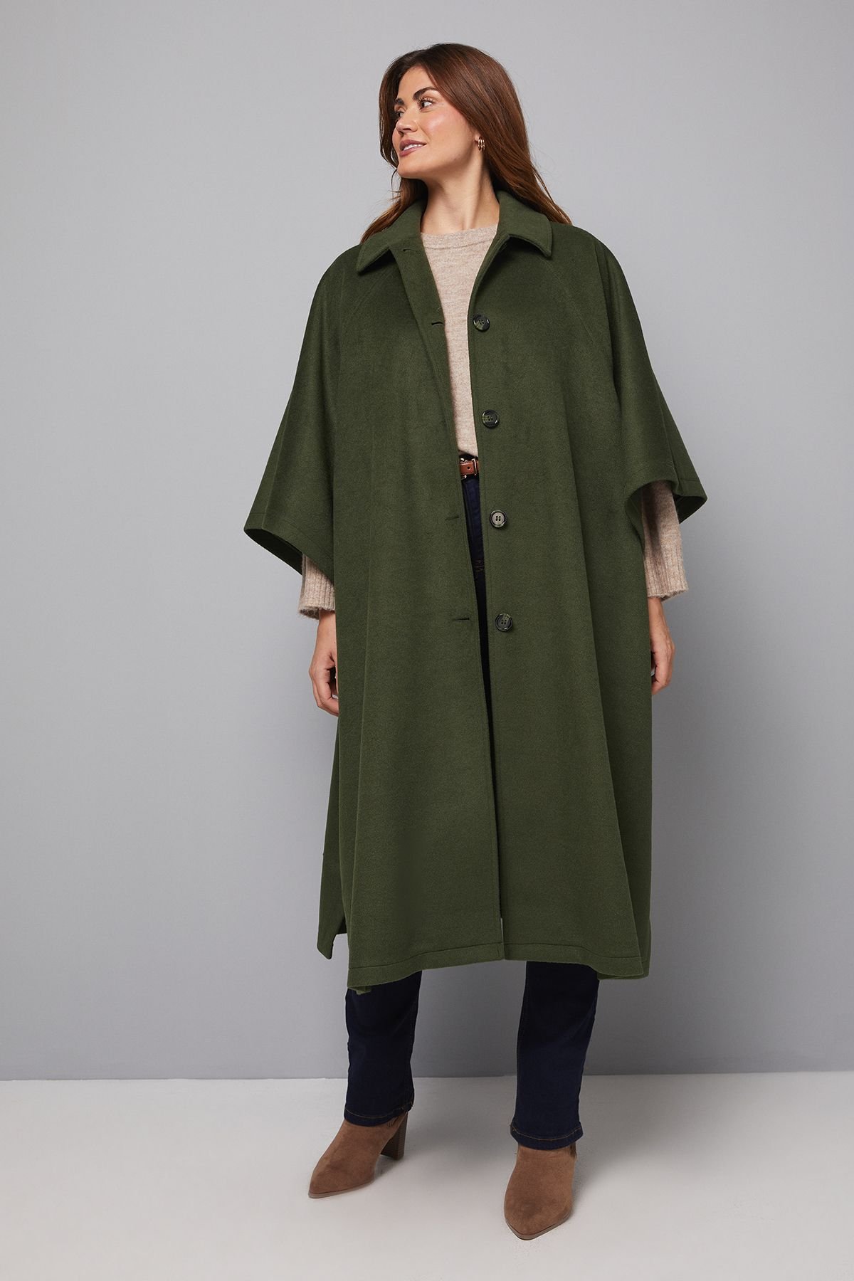 Wallis Wallis Women's Cape Car Coat in Green - 4