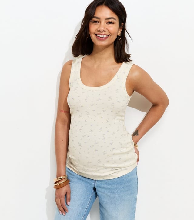 New Look Women's Maternity White Floral Print Scoop Neck Vest New Look - 2