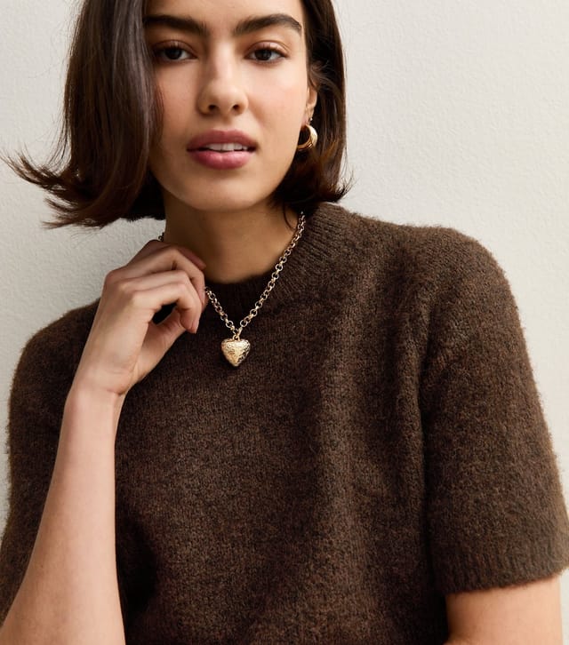 New Look Women's Dark Brown Short Sleeve Knit Top New Look - 2