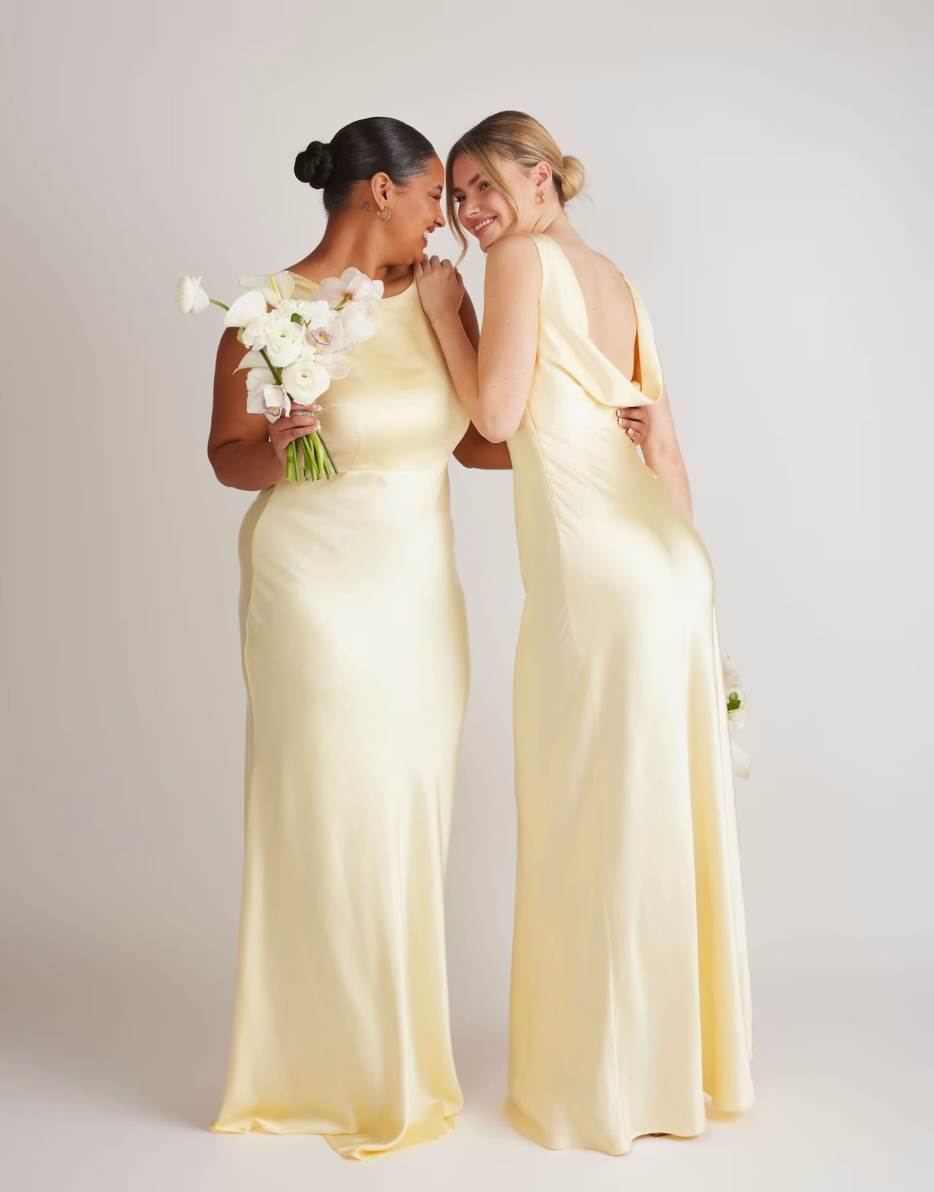 ASOS Lemon Satin Cowl Back Bridesmaid Dress