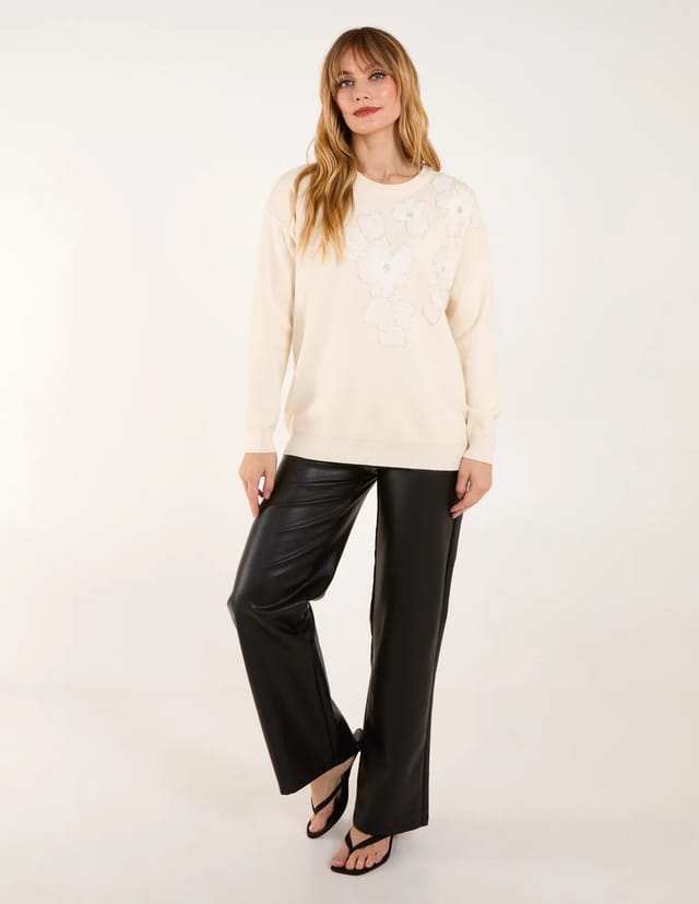 Blue Vanilla Flower Diamante Jumper - 3
