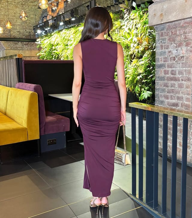 AX Paris Women's Dark Purple Shoulder Detail Midi Dress AX Paris New Look - 3