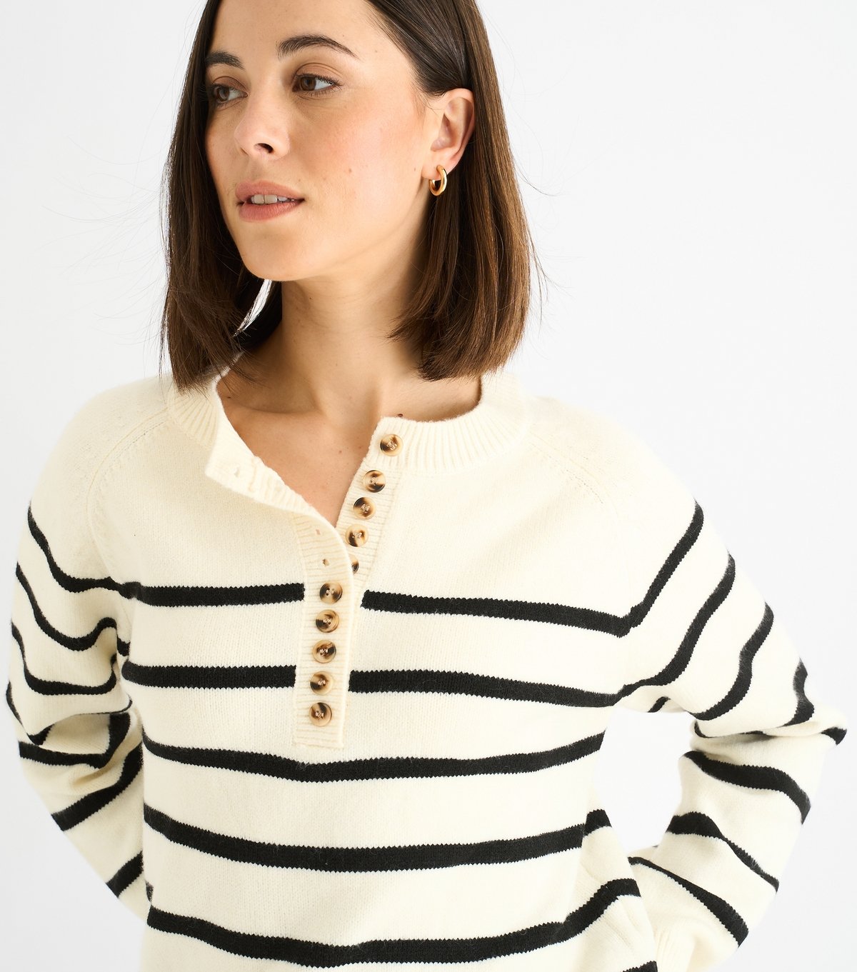 Gini London Women's Cream Stripe Knit Jumper Gini London New Look - 2