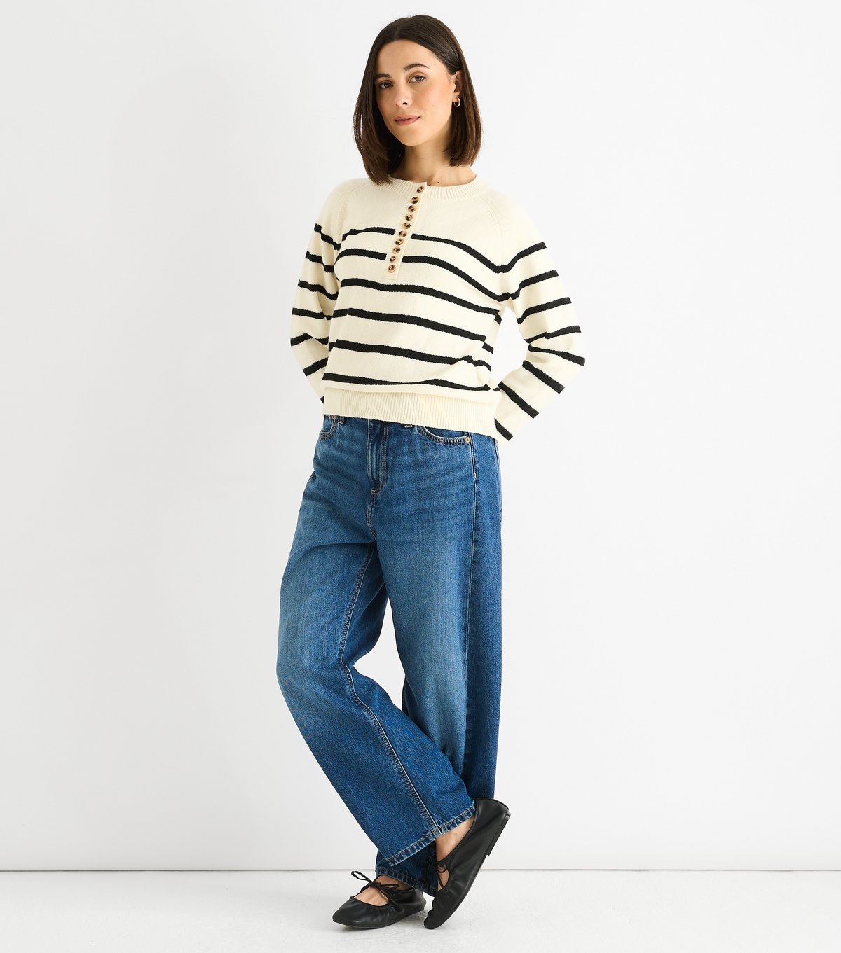 Gini London Women's Cream Stripe Knit Jumper Gini London New Look - 3