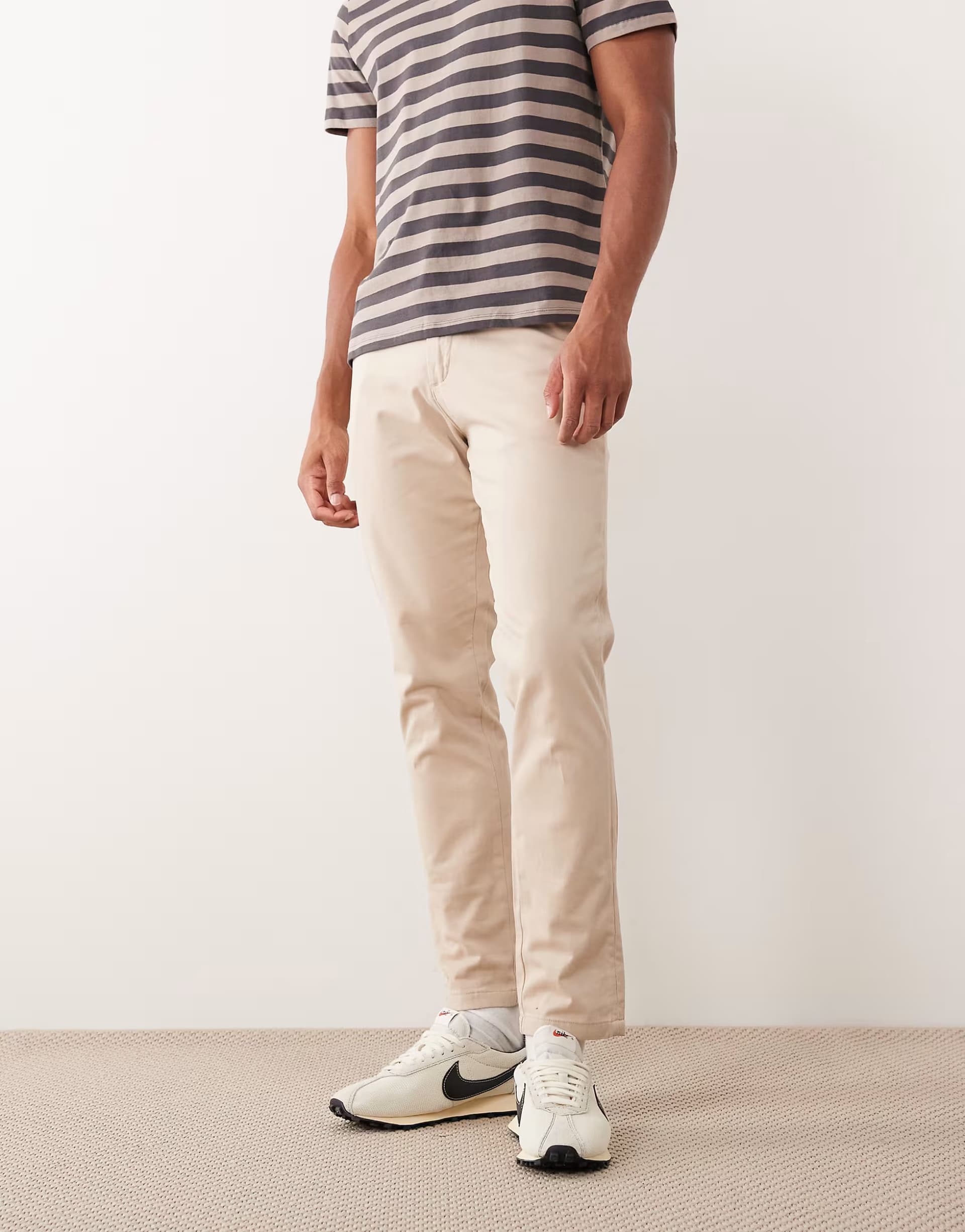 ASOS Jack & Jones Intelligence slim fit chino trousers in beige