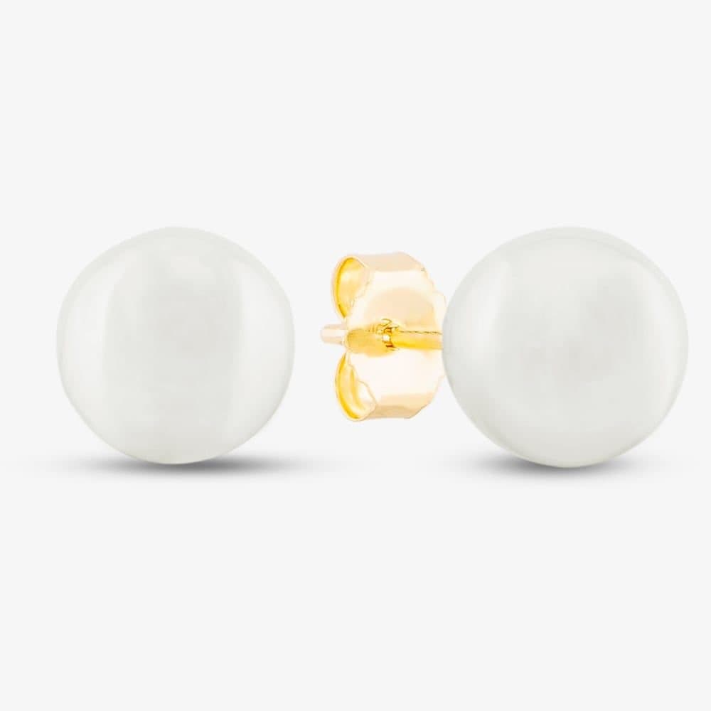 T.H.Baker T.H.Baker White Freshwater Pearl Stud Earrings in 9ct Yellow Gold