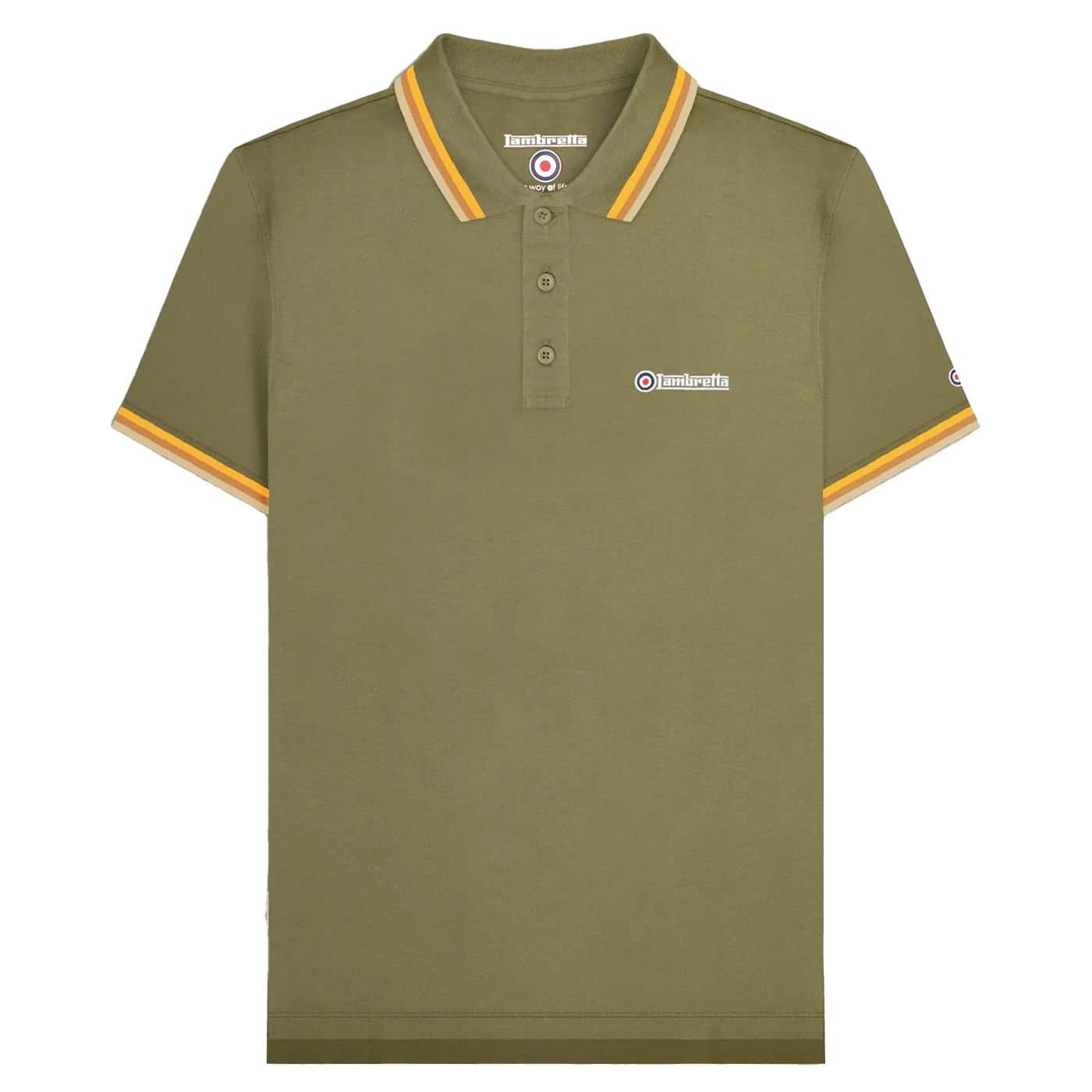 Lambretta Lambretta Men's Triple Tipped Polo Shirt in Light Khaki