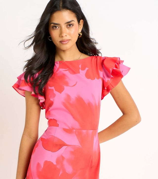 Gini London Women's Pink Floral Print Midaxi Dress Gini London New Look - 2