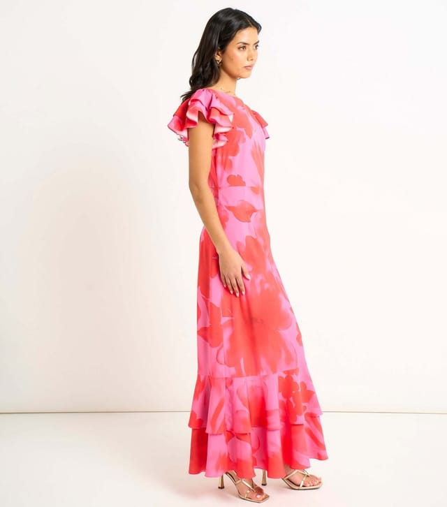 Gini London Women's Pink Floral Print Midaxi Dress Gini London New Look - 3