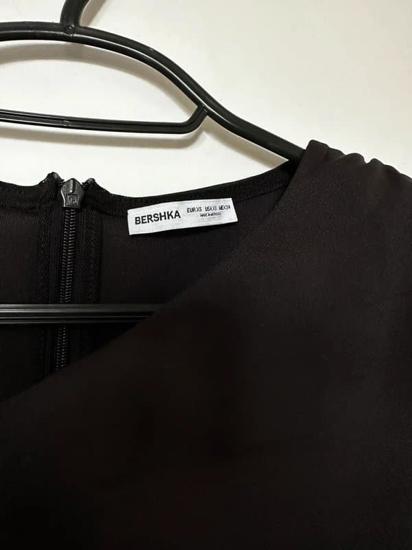 Bershka Black One-Shoulder Ruched Dress