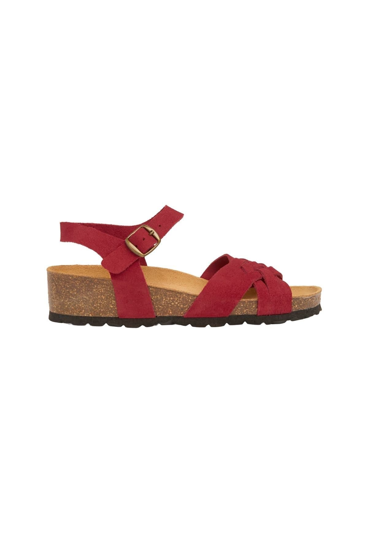 Celtic & Co Celtic & Co Dark Red Leather Wedge Sandal