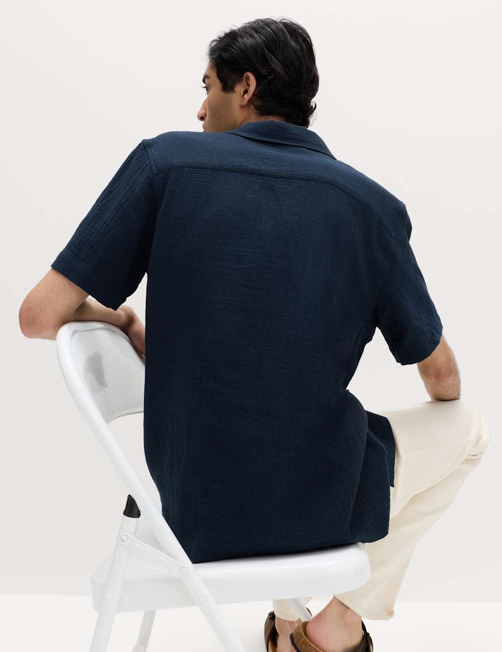 Marks & Spencer M&S Pure Cotton Textured Shirt Navy - 2