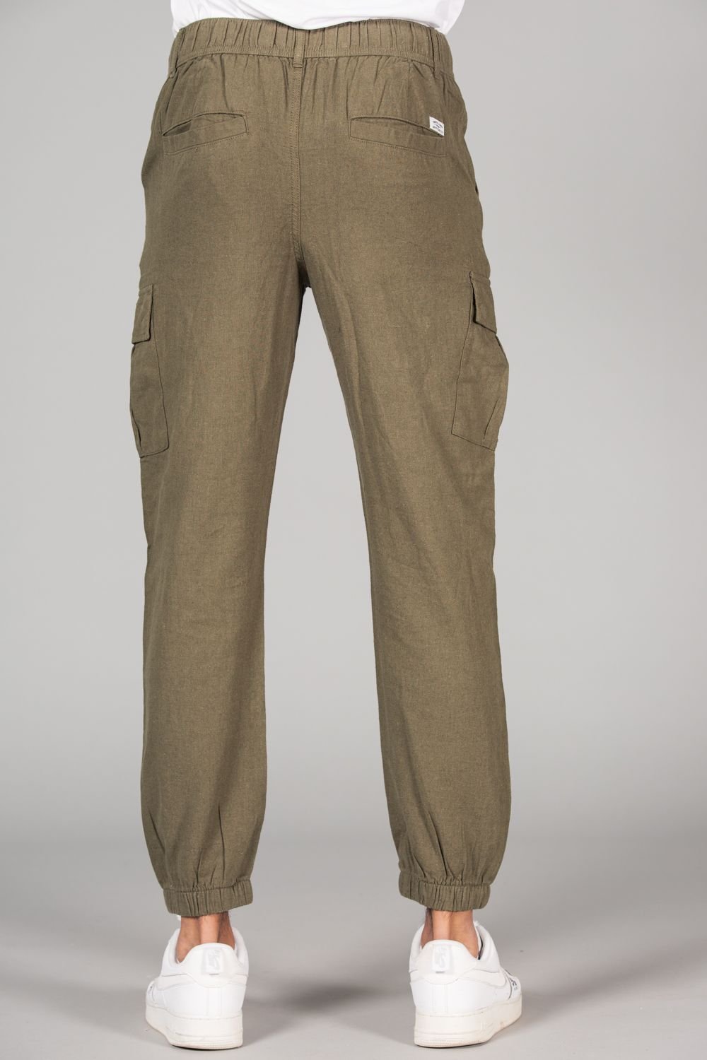 Tokyo Laundry Tokyo Laundry Men's Linen Blend Cargo-Style Trousers in Olive - 2