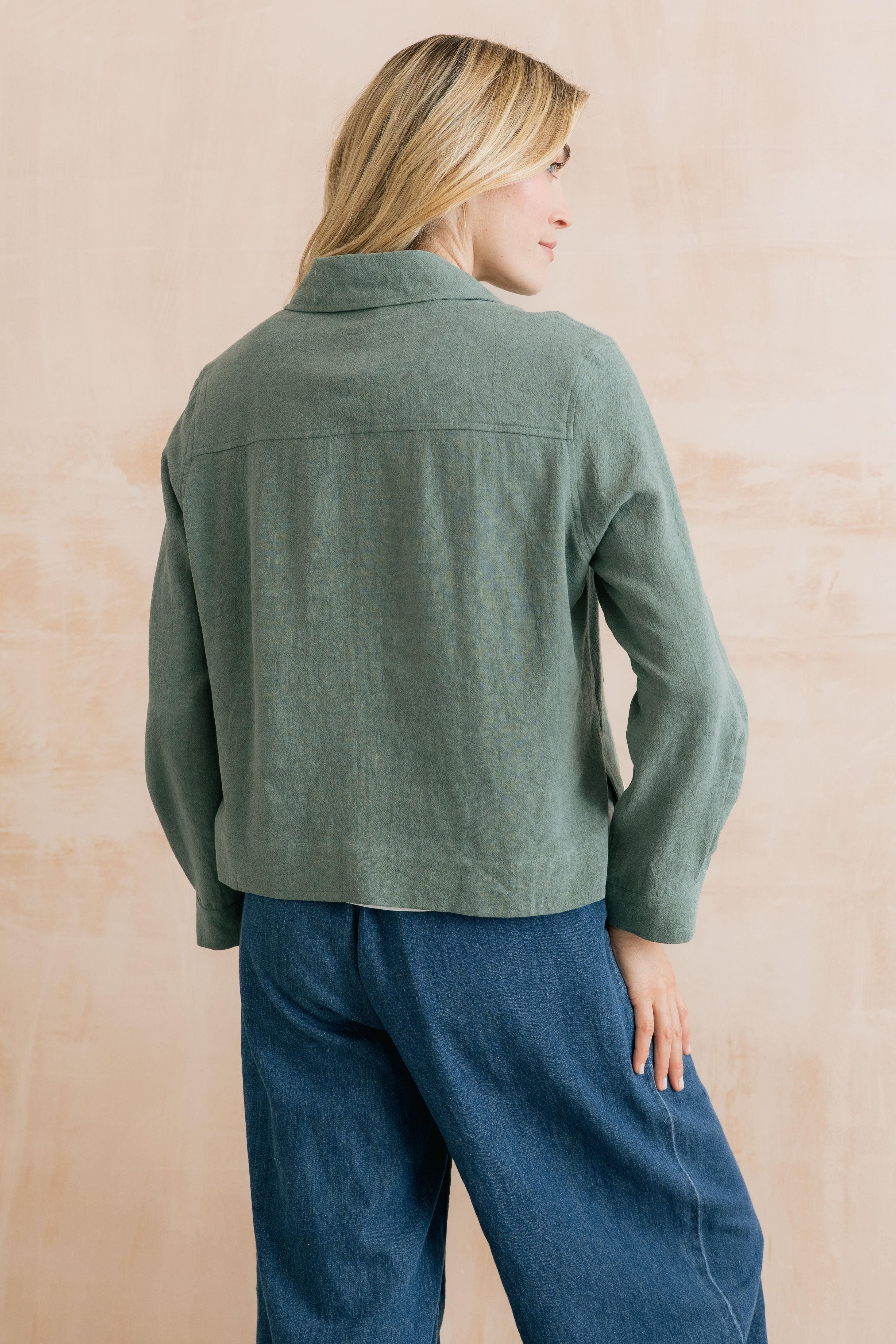 Lily & Me Lily & Me Women's Grasslands Linen Blend Jacket in Green - 4