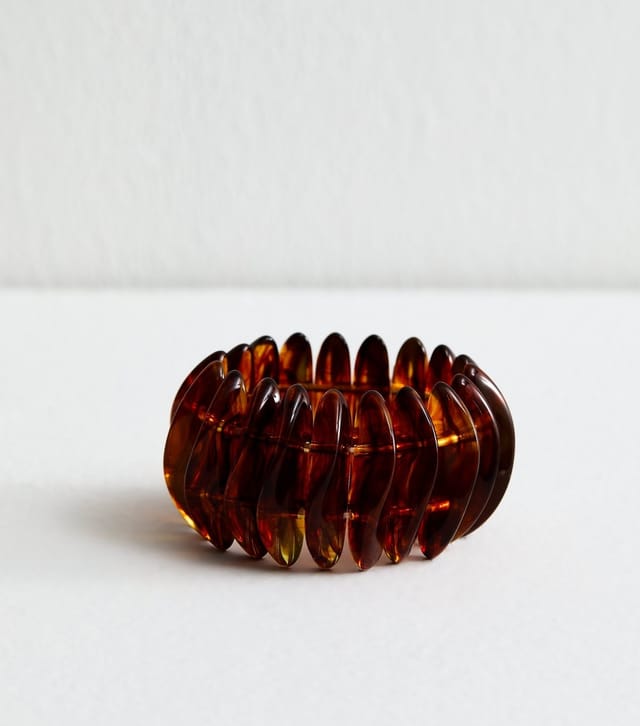 New Look Brown Long Resin Wavy Stretch Bracelet New Look - 3