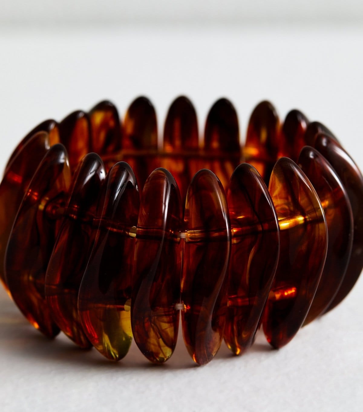New Look Brown Long Resin Wavy Stretch Bracelet New Look - 4
